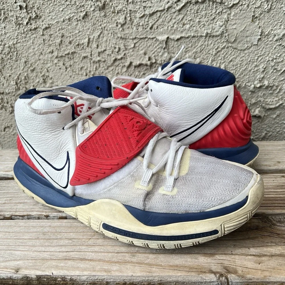 Nike Shoes Men Size 15 Kyrie 6 USA BQ4630-102 Sneakers White Red Blue